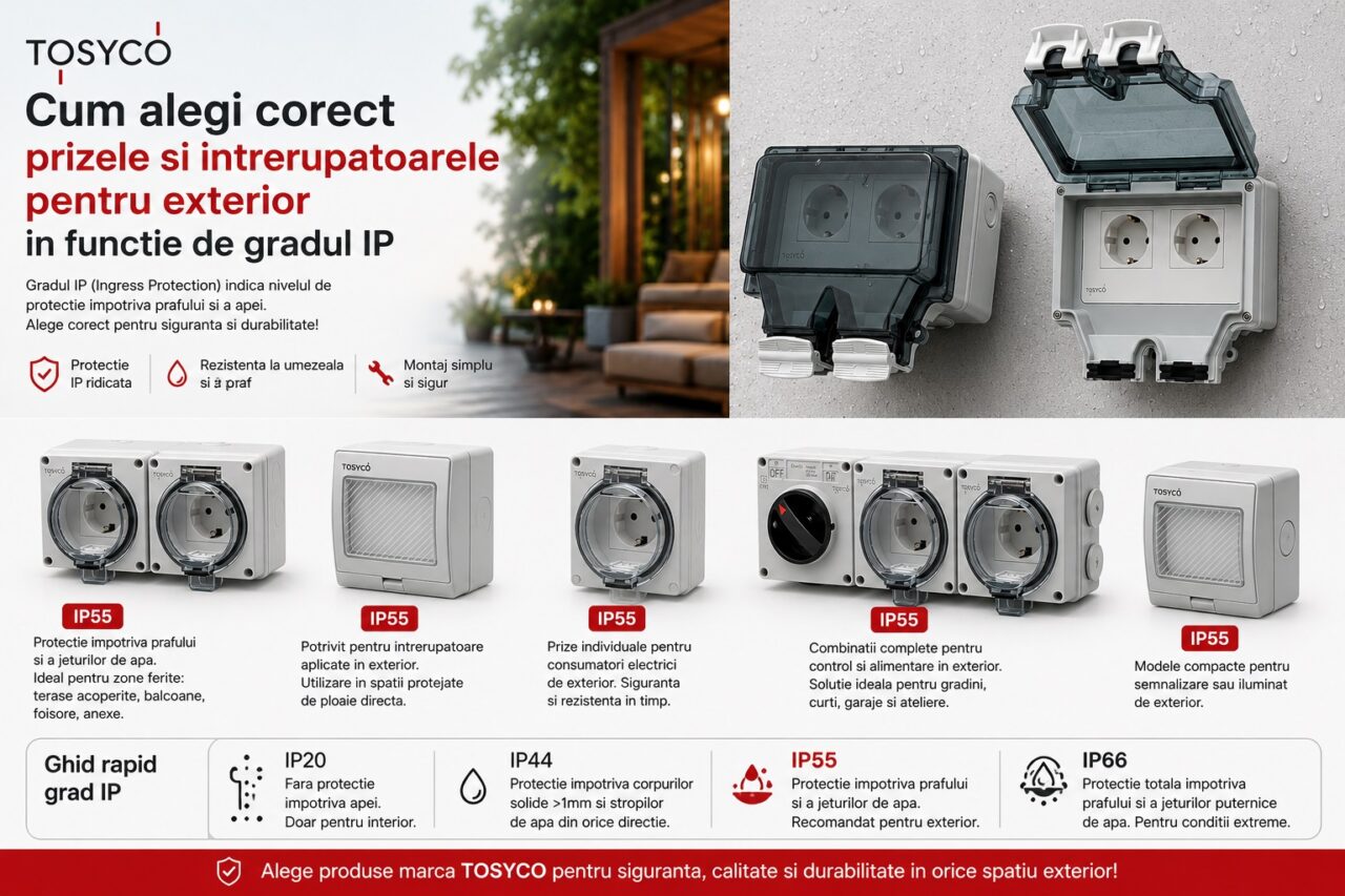 Prize și întrerupătoare exterior TOSYCO IP55