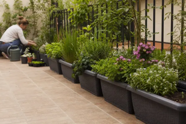 Cât spațiu lași între jardinierele folosite pentru delimitarea terasei